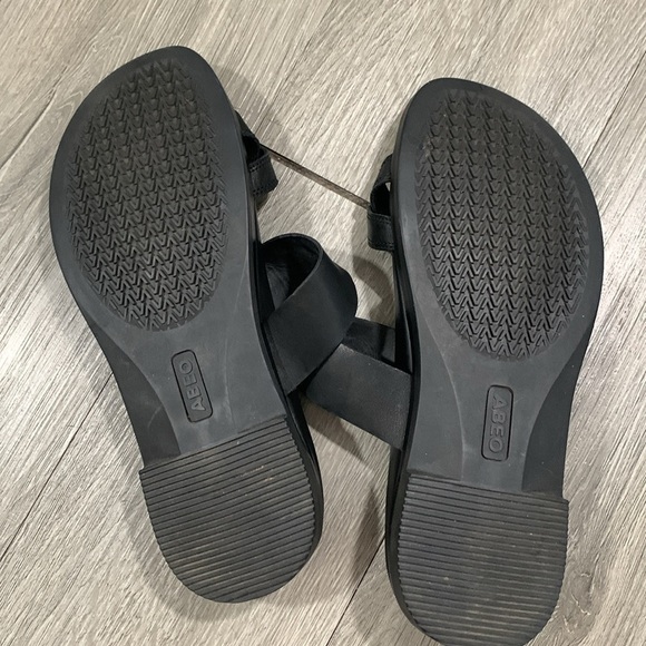 ABEO Kyla Black Leather Adjustable Strap Slip On Memory Foam Sandals size 9 - Picture 9 of 9